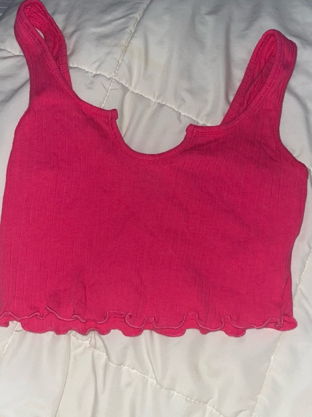 Forever 21 Hot Pink Ribbed Scoop Crop Tank